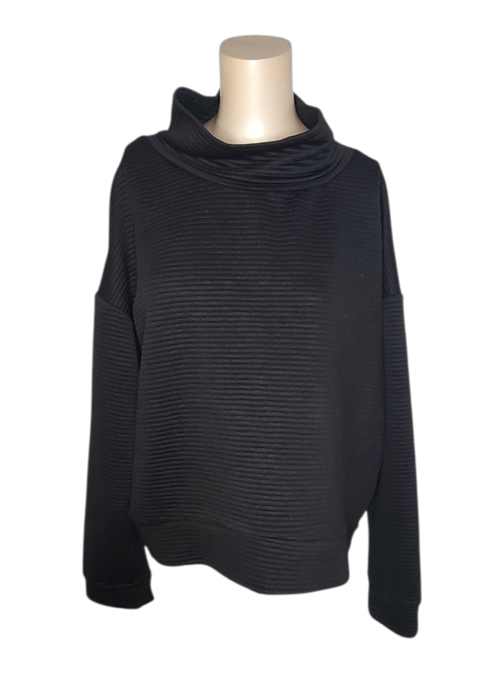 Daisy Fuentes Fit Black Ribbed Mock Neck Top XL